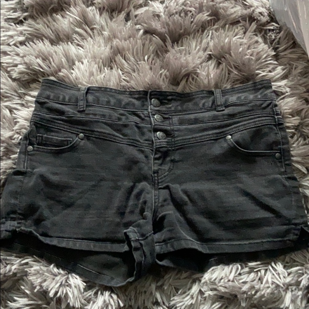 Black jean shorts